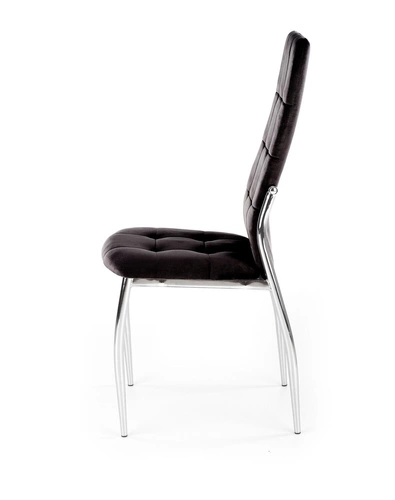 Čalouněná sametová jídelní židle Melani černá moderní glamour Intesi na kovových nohách