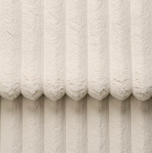 Rohová rozkládací pohovka Domle pravá béžová manšestrová s úložným prostorem moderní do obýváku