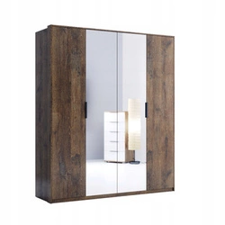 Moderní čtyřdveřová šatní skříň s zrcadlem Anciano hnědá do ložnice a šatny