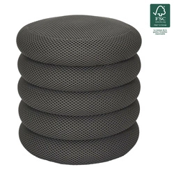 Šedý kulatý taburet se skrytým úložným prostorem moderní do obýváku a ložnice 42 cm