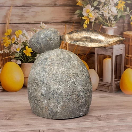 Intesi šedý velikonoční králík 43 cm dekorace do obýváku a na stůl z polyesterové pryskyřice