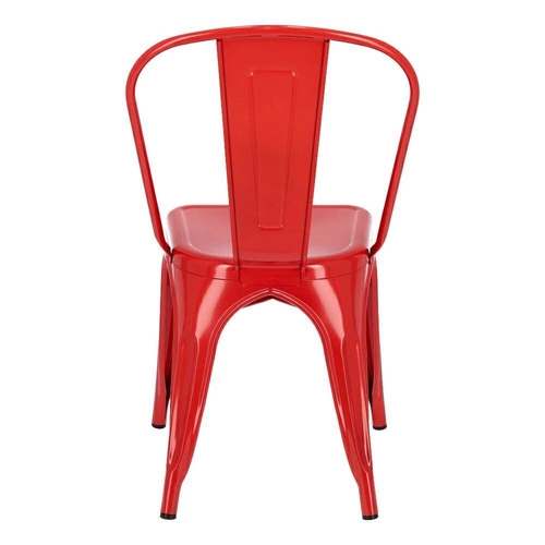 Kovová jídelní židle Paris červená ve stylu industriálním inspirovaná Tolix do kuchyně