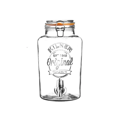 Skleněný nápojový sud 5l KILNER s kohoutkem, provensálský dávkovač na limonádu