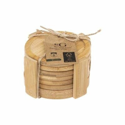 Sada 6 bambusových podtácků se stojánkem