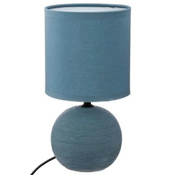Moderní keramická noční lampička Timeo modrá s textilním stínidlem do ložnice Atmosphera 25 cm