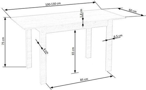 Rozkládací jídelní stůl Nigot bílý moderní obdélníkový 100-135x60 cm do kuchyně a jídelny Intesi