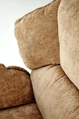 Relaxační křeslo Offred hořčicové do obýváku moderní s podnožkou látka Intesi