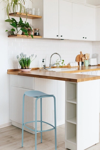 Kovová barová židle Trick 75 cm modrá moderní do kuchyně a na ostrůvek SCAB Design