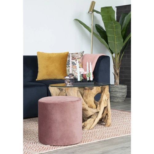 Kulatý konferenční stolek Grand Canyon 60 cm dřevěný se sklem moderní do obýváku Intesi