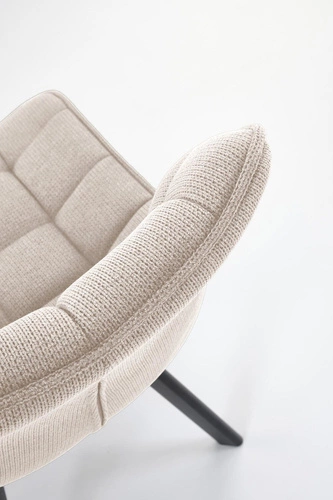 Čalouněná jídelní židle Giselda béžová moderní s opěrkou na černých nohách Intesi