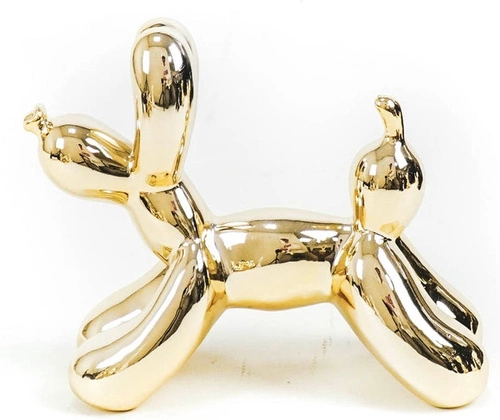 Dekorativní figurka pes balón zlatý HV decor moderní na komodu do obýváku 18 cm