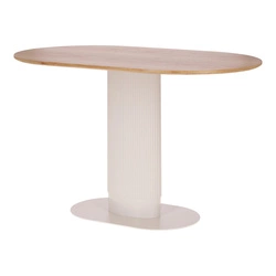 Jídelní stůl Maxim Intesi moderní oválný dubový dekor bílý na jedné noze 120x70 cm