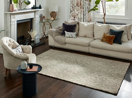 Vlněný boho koberec do obýváku Atoll Hempseed 170x240 cm béžový ručně tkaný CARPETS & MORE