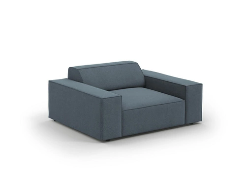 Modré relaxační křeslo Jodie do obýváku, moderní s područkami, látka