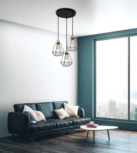 Závěsné svítidlo Primo černé loftové 3bodové do obýváku a kuchyně s nastavitelnou výškou