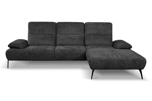 Rohová sedací souprava Rasmus moderní antracitová pravá s nastavitelným opěradlem do obýváku