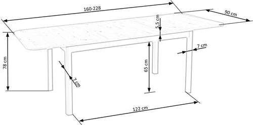 Rozkládací jídelní stůl Flora bílý moderní obdélníkový 160–228 cm do jídelny a obýváku Intesi