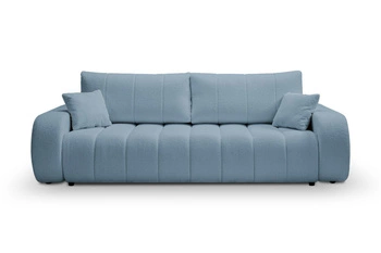 Modrá rozkládací pohovka Hobro pro 3 osoby se spací funkcí ve skandinávském stylu do obýváku