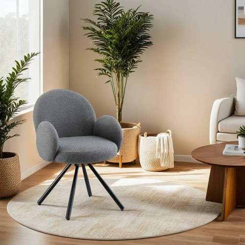 Čalouněná jídelní židle Paulette šedá bouclé s područkami moderní Intesi