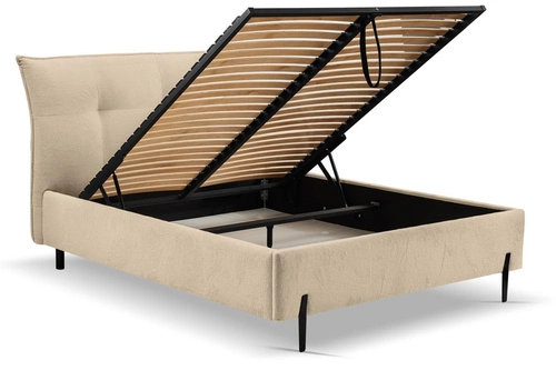 Čalouněná postel Biscuit 160x200 béžová s úložným prostorem skandinávská do ložnice