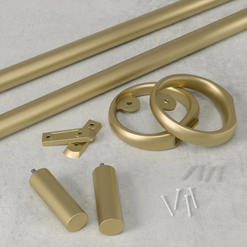 Jednoduchá garnýž Ringlet Umbra zlatá, nastavitelná, moderní do obýváku nebo ložnice