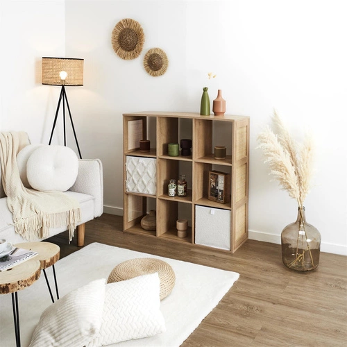 Knihovna Klaus 9 polic minimalistická přírodní volně stojící do obýváku a pokoje Intesi