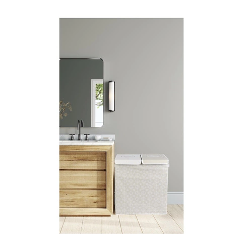 Intesi moderní skládací koš na prádlo se 2 přihrádkami s víkem šedý do koupelny 50x41x57