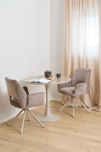 Kulatý jídelní stůl Malta Actona 90 cm hnědá béžová keramika moderní