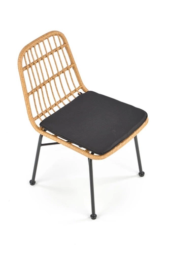 Ratanová židle Surbo Intesi do jídelny a obýváku moderní s polštářem na černých nohách