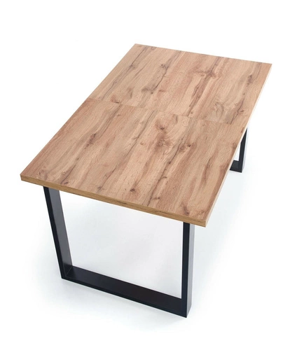 Rozkládací jídelní stůl Ulen 160–210 cm dub wotan moderní s černými nohami Intesi