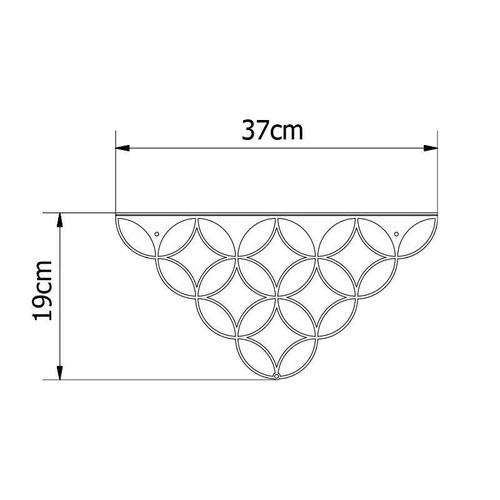 Moderní černá kovová nástěnná police na knihy 37 cm POLYHEDRA do obývacího pokoje