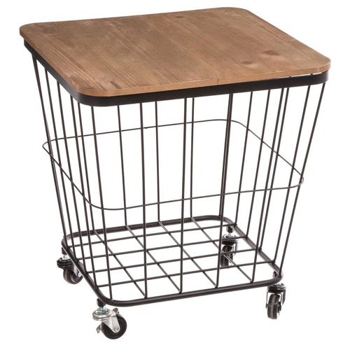 Jordi kovový odkládací stolek na kolečkách s policí do obýváku, industriální servírovací stolek Atmosphera