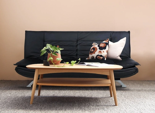 Rozkládací pohovka s funkcí spaní Faith 3místná černá ekokůže moderní do obýváku