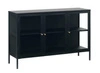Komoda Carmel černá moderní na nožičkách se skleněnými dvířky