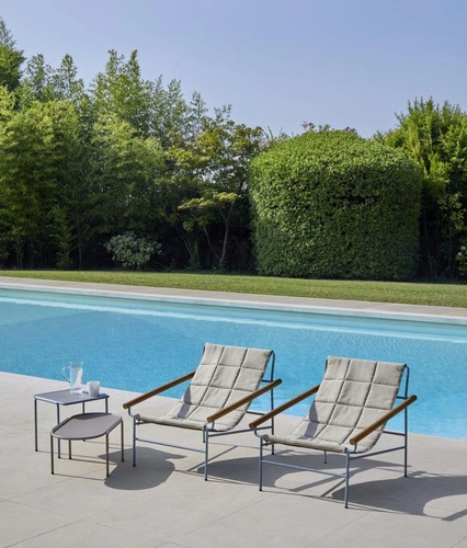 Zahradní relaxační křeslo Glam outdoor s područkami, látka, glamour styl