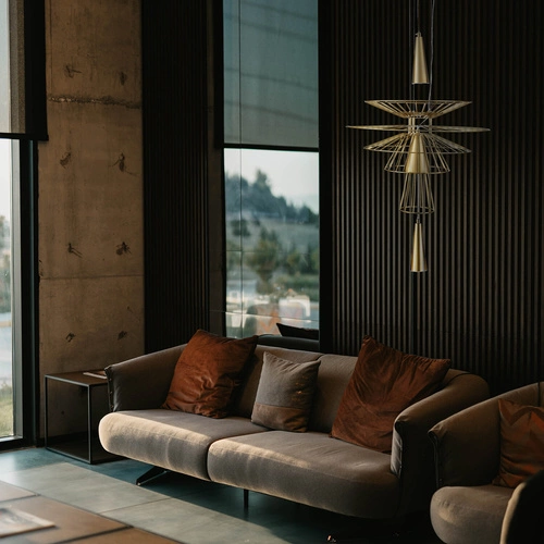 Závěsné svítidlo SUSSO S zlaté 40 cm moderní kovové do obýváku a jídelny Step into Design