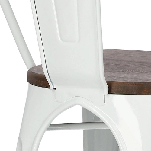 Jídelní židle Paris Wood D2.DESIGN bílá kovová s dřevěným sedákem borovice