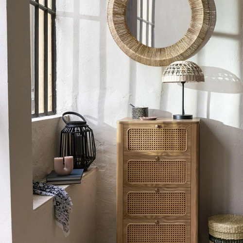 Komoda se zásuvkami Tira Atmosphera ratanová dřevěná 55 cm boho do ložnice a obýváku