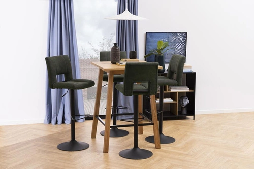 Barová židle Sylvia zelená otočná s nastavitelnou výškou a opěrkou moderní do kuchyně Actona