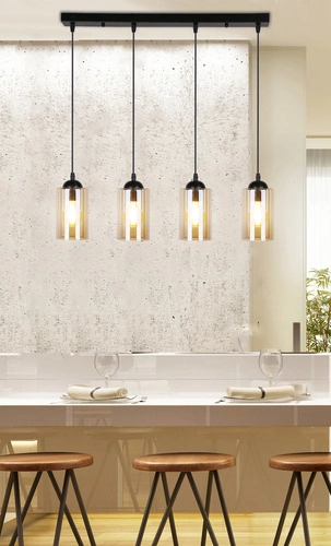 Závěsné svítidlo Bistro moderní černé skleněné nastavitelné do kuchyně a jídelny