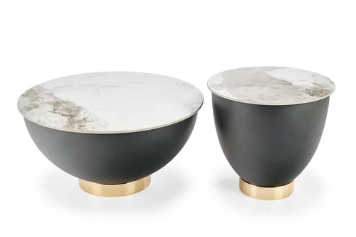 Konferenční stolek Moonshine kulatý bílý mramor moderní s úložným prostorem do obýváku Intesi