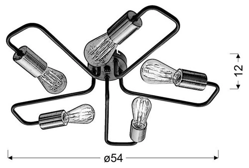 Závěsná lampa Herpe 5x60W E27 černá