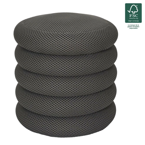 Šedý kulatý taburet se skrytým úložným prostorem moderní do obýváku a ložnice 42 cm