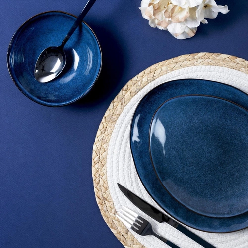 Keramický jídelní talíř Laguna Intesi modrý do jídelny, myčka 27,5 cm