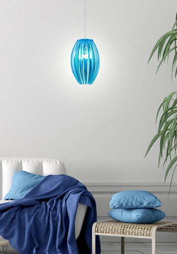 Závěsná lampa Abuko 1x60W E27 modrá malá