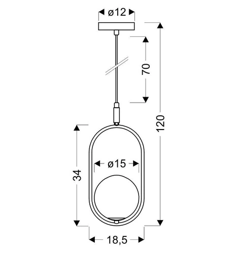 Závěsná lampa Cordel 1x28W G9 mosazná