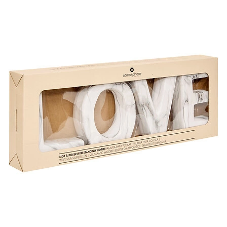 Dekorativní soška LOVE Atmosphera glamour bílý mramor do obýváku na komodu 60 cm