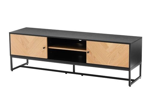 Moderní dřevěná TV skříňka Clar 160 cm volně stojící do obýváku dub černá Intesi