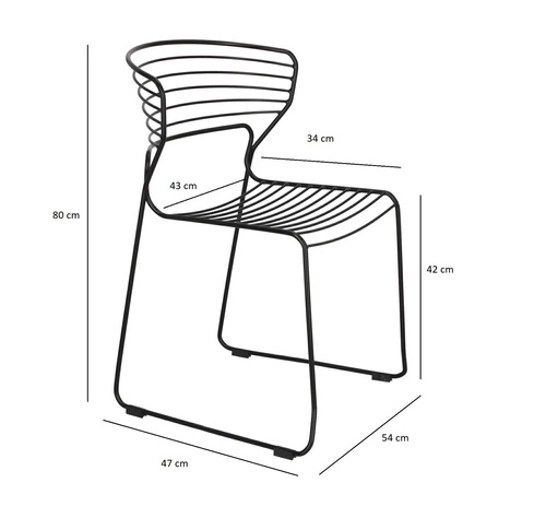 Sada 4 černých židlí Hilly