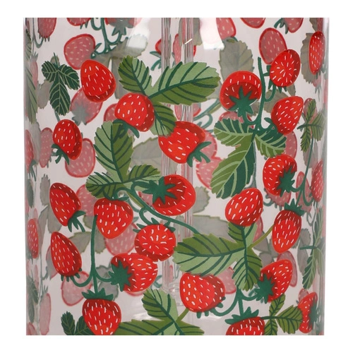 Sklenice na nápoj s víčkem a brčkem Soleo 530 ml jahody Intesi – letní design